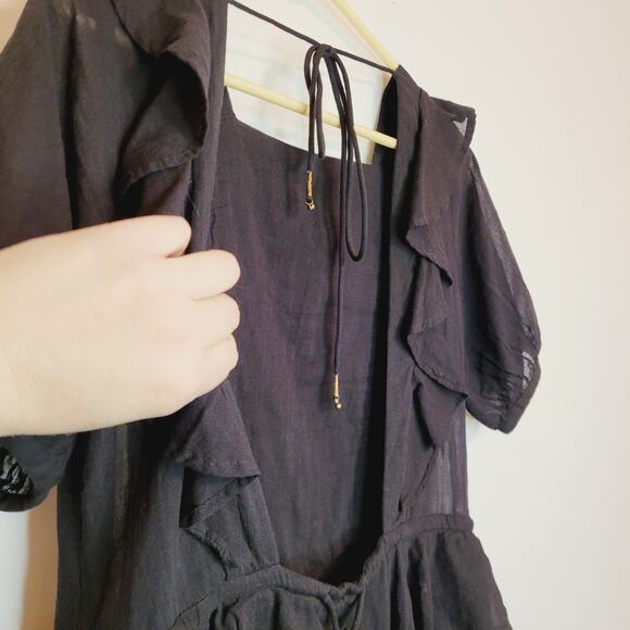 Free people In the Mood for Love tiered ruffle backless black mini dress size S - Picture 7 of 8